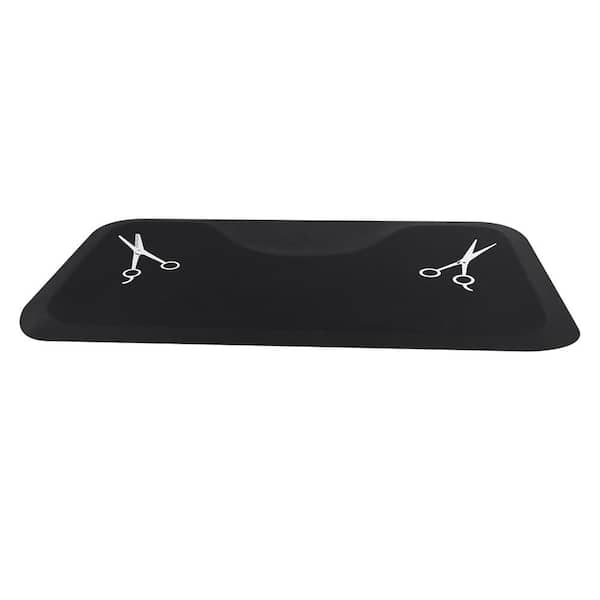 Salon Black 60" x 35.98" Rectangle Anti-Fatigue Mat Scissors Pattern