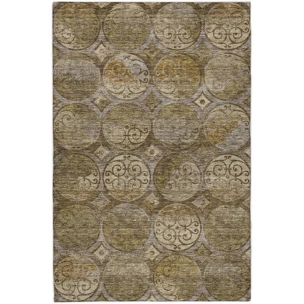 Dream Shag Premium Machine Washable Abstract ADS738 Brown 9 ft. x 12 ft. Area Rug