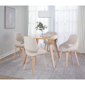 Fabrico Cream Fabric and Natural Wood Side Chair (Set of 2)