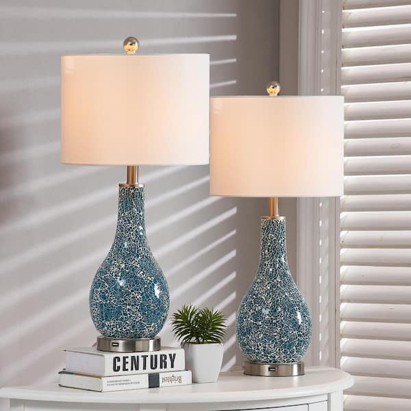 Denver 25 in. Green Table Lamp Set with USB (Set of 2)
