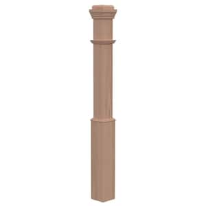 Stair Parts 4090 55 in. x 5 in. Unifinished Red Oak Adjustable Base Box Newel Post for Stair Remodel