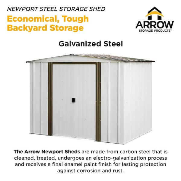 Arrow Newport 10 Ft W X 8 D 2 Tone Eggshell And Coffee Galvanized Metal Shed With Sliding Lockable Doors Np10867 - Diy Shed Plans 8×10