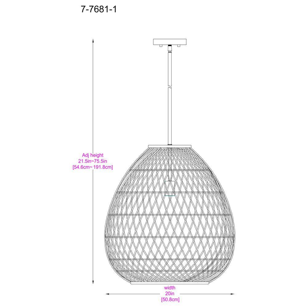 Maya Bisque White Resin Wicker 1-Light Pendant