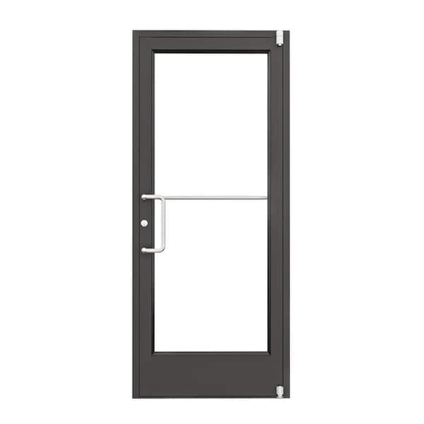 36 in. x 84 in. Left Hand/Outswing Anodized Aluminum Black Prehung Commercial Door Non Fire Rated