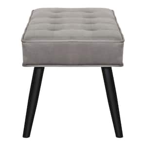 Brooklyn Tufted Gray Velvet Ottoman Accent Bench 40.25 in. x .16.25 in. x 17 in.
