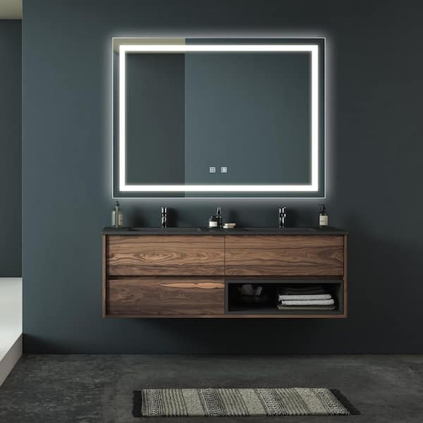 Unbranded 48 in. W x 36 in. H Rectangle Frameless Mirror Bathroom Mirror