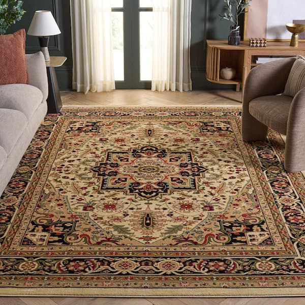 Lyndhurst 9 ft. x 12 ft. Beige/Black Oriental Area Rug