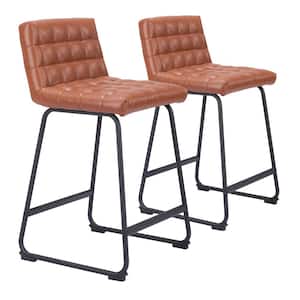 Pago 26.2 in. Solid Back Plywood Frame Counter Stool with Faux Leather Seat - (Set of 2)