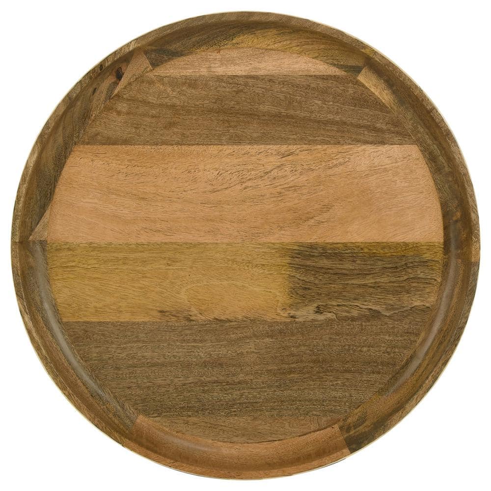 Ollie Round Brown Wood and Metal Nesting Tables