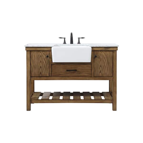 Unbranded Simply Living 48 in. W x 22 in. D x 34.125 in. H Bath Vanity in Driftwood with Carrara White Marble Top