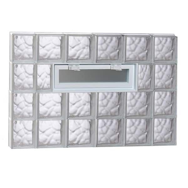 Clearly Secure 42.5 in. x 31 in. x 3.125 in. Frameless Wave Pattern Vented Glass Block Window