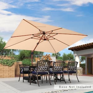 9 ft. x 12 ft. All-aluminum 360-Degree Rotation Wood pattern Cantilever Outdoor Patio Umbrella in Beige