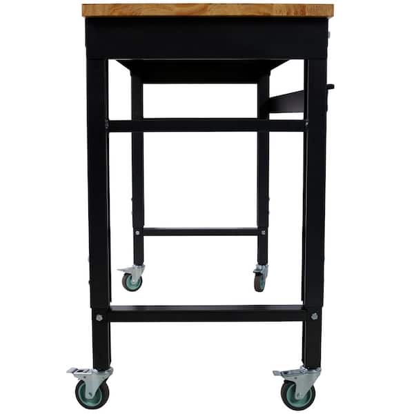 48 in. W x 20 in. L Rolling Black Metal Adjustable Workbenches for Garage