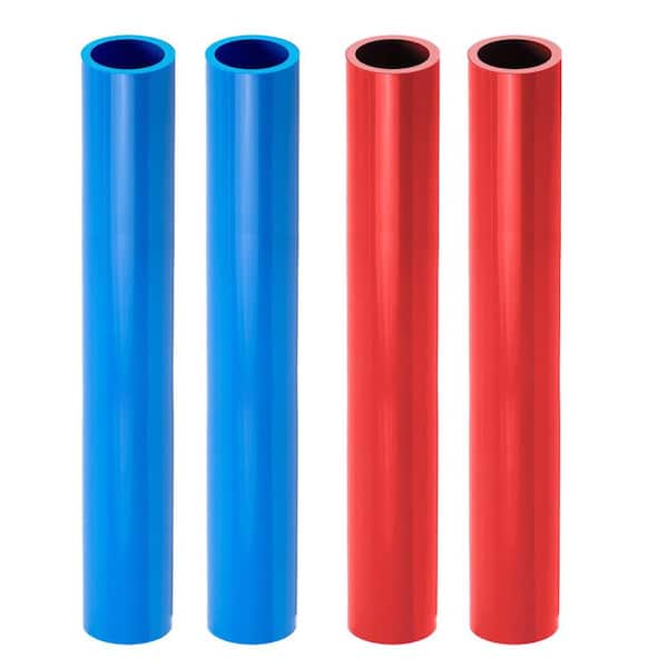 3/4" x 2 Ft PEX-B Tube Stick, Pack of 2 Red and 2 Blue Pex Tubing for Potable Water