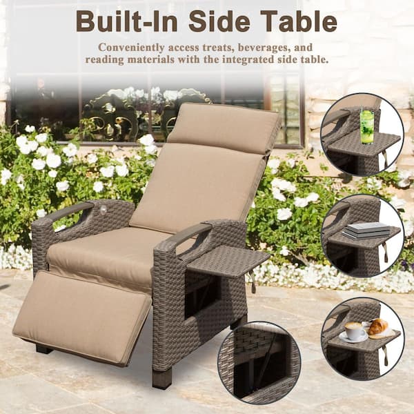 domi outdoor living Domi Outdoor Reclining Chair with Built-In