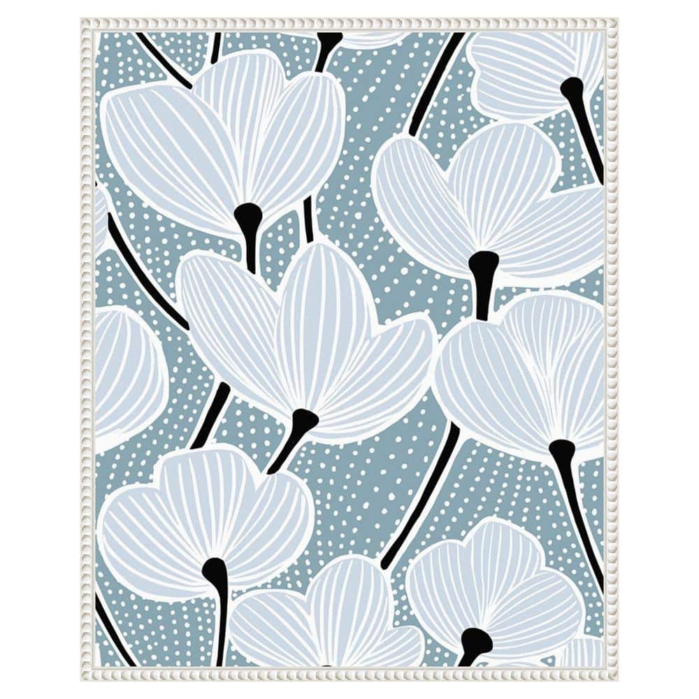 Modern Poppy I White and Blue Canvas Wall Art