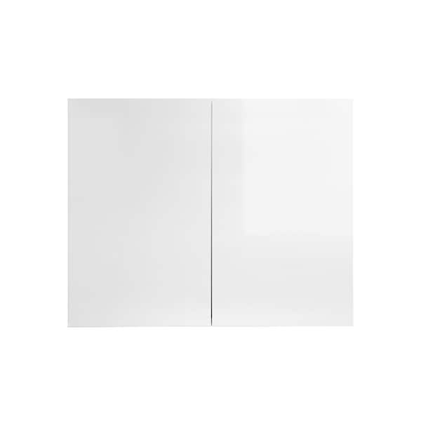LIFEART CABINETRY Valencia Assembled 30 in. W x 12 in. D x 27 in. H in Gloss White Plywood Assembled Wall Kitchen Cabinet