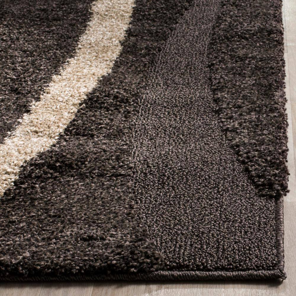 Deluxe Dark Brown & Beige Square Shag Rug, Easy Care Synthetic, 79"