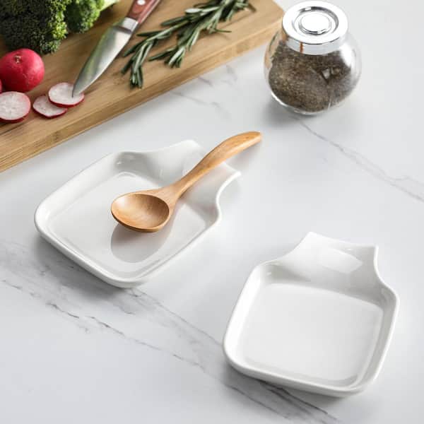 White Porcelain Kitchen Spoon Rest Utensil Spoon Holder for Spoon Jewelry