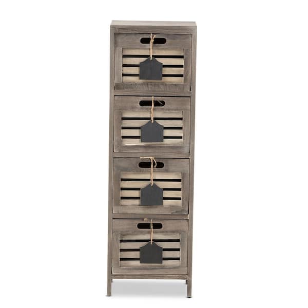 Baxton Studio Valko Grey 4-Drawer Storage Unit