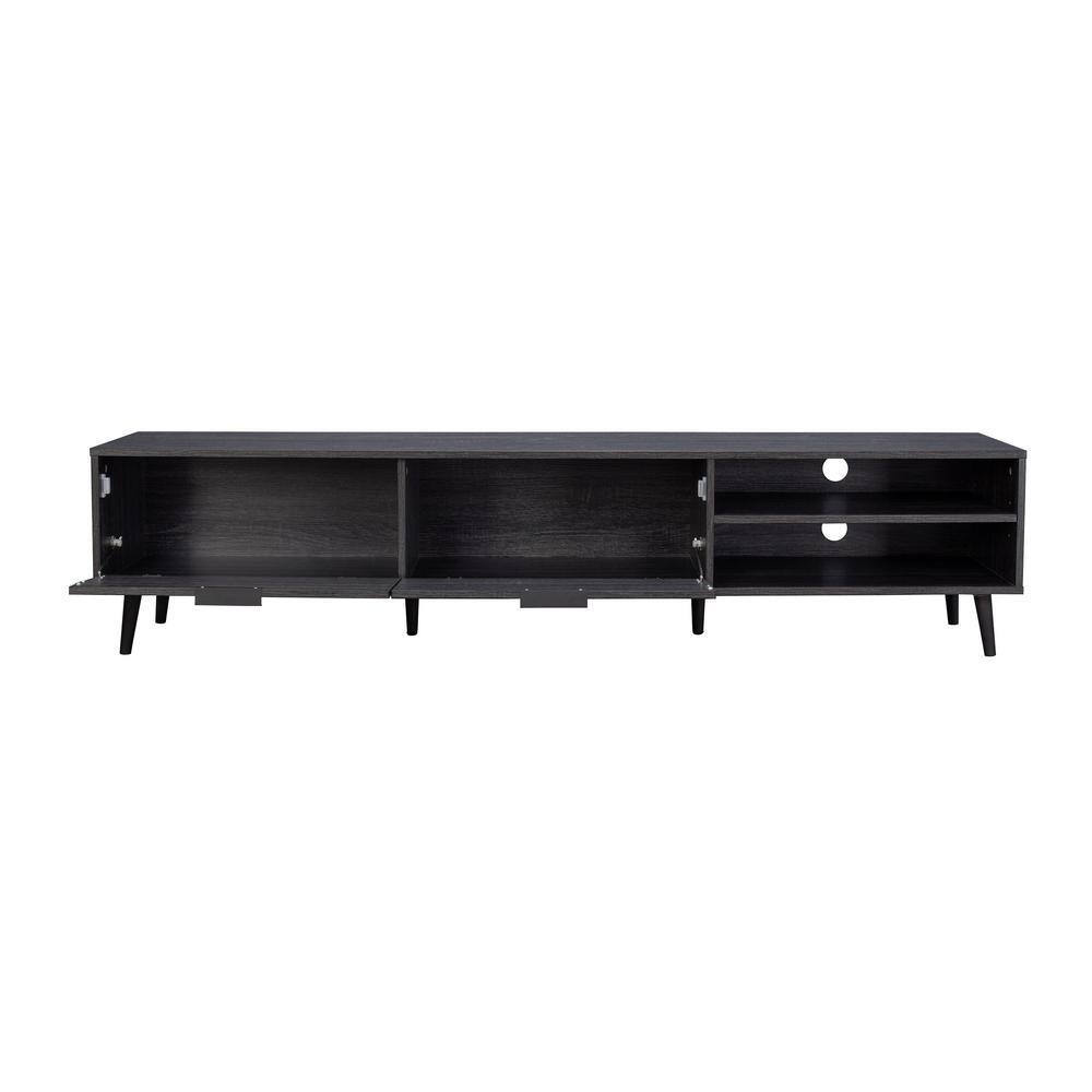 Himari Dark Gray Engineered Wood TV Stand with Cabinets
