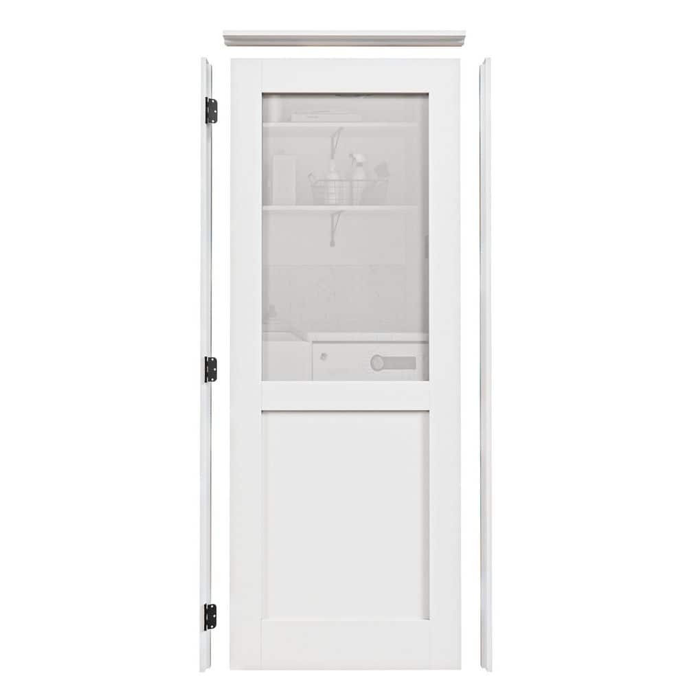 Assembly Required 28 in. x 80 in. 1/2-Lite Frosted Glass Right Hand White Interior Door Kit w/Separate Jamb, Weatherseal price history on PriceWatchPro