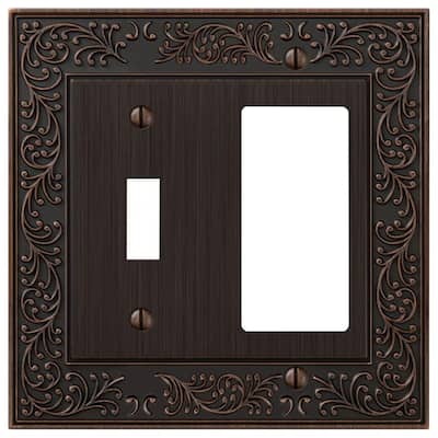 AMERELLE Metallic 2 Gang 1-Toggle and 1-Rocker Steel Wall Plate ...