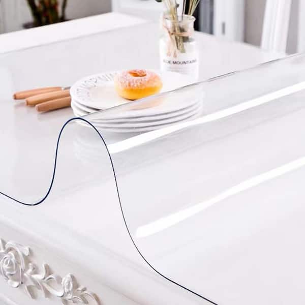 Plastic Table Cover 40 x 72 in. 1. 5mm Thick PVC Clear Table Protector Rectangle Waterproof