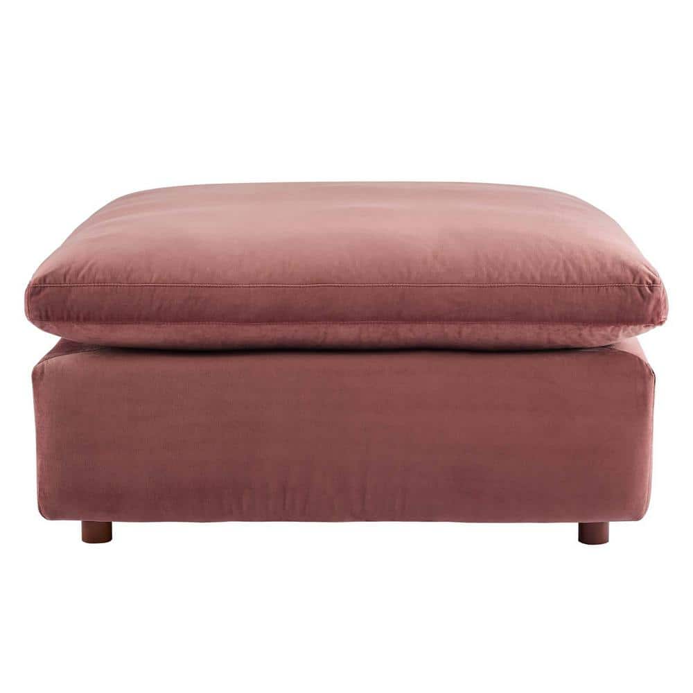 Dusty Rose Performance Velvet Overstuffed Ottoman 40"