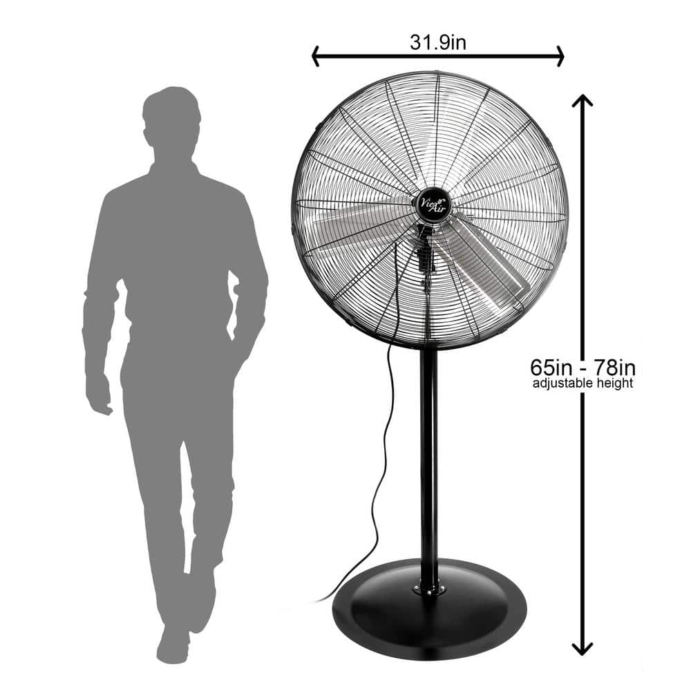 30 Inch Black Steel Industrial Oscillating Floor Fan
