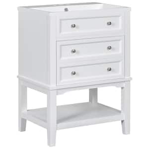24 in. W x 18 in. D x 34.2 in. H Freestanding Bath Vanity in White with White Ceramic Sink