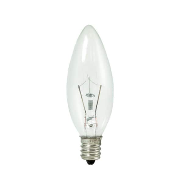 25-Watt Warm White Light B8 (E!2) Candelabra Screw Base Dimmable Clear Torpedo Krypton Light Bulb, 2700K (20-Pack)