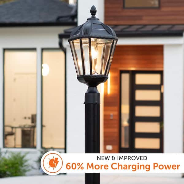 GAMA SONIC Royal Bulb 1-Light Black Outdoor Solar Post Light