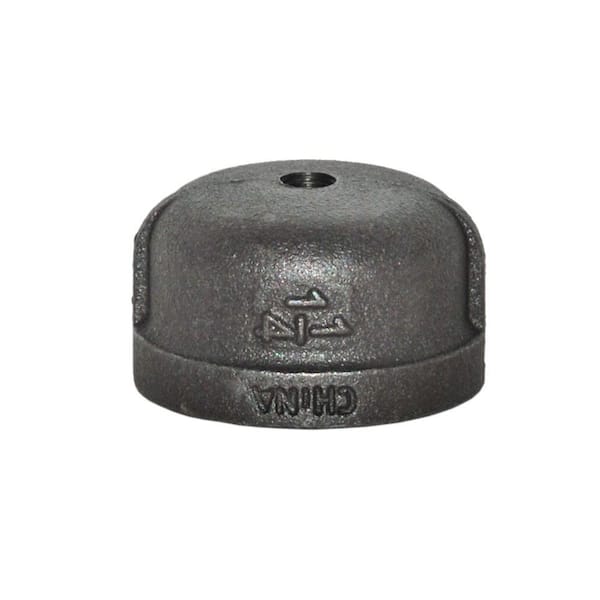 PLUMBERS EDGE 1-1/4 in. x 1/8 in. Tapped Black Cap