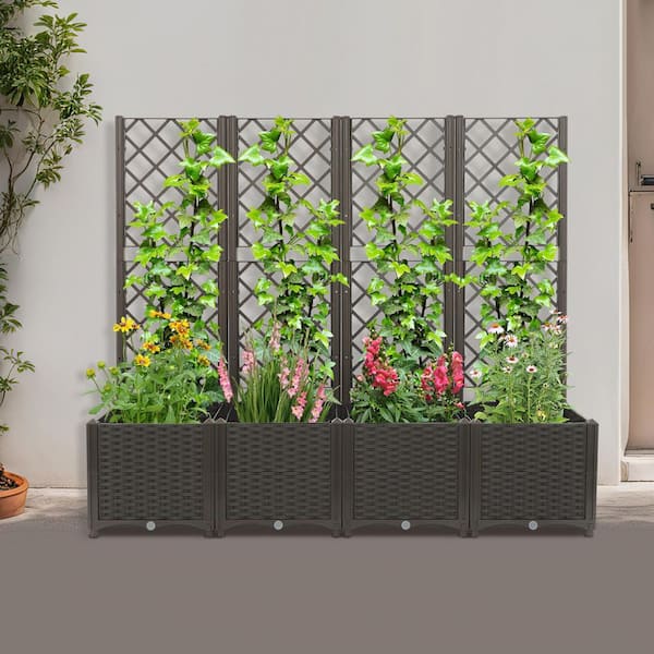 YIYIBYUS 63 in. x 55.95 in. Outdoor PP Plastic Rectangular Brown