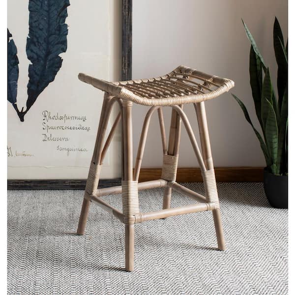 Leda 26 in. White/Gray Wood Backless Counter Stool