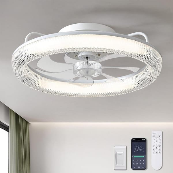 ANTOINE 20 in. Indoor Modern White Low Profile Ceiling Fan with ...