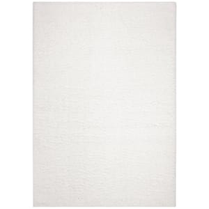 August Shag White Doormat 3 ft. x 5 ft. Solid Area Rug