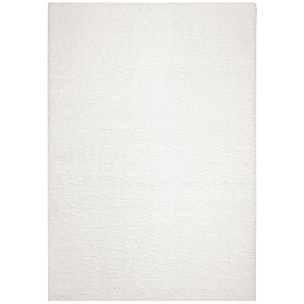 August Shag White Doormat 3 ft. x 5 ft. Solid Area Rug