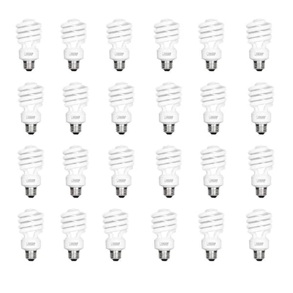 Feit Electric 100-Watt Equivalent T3 Spiral Non-Dimmable E26 Base Compact Fluorescent CFL Light Bulb, Soft White 2700K (24-Pack)