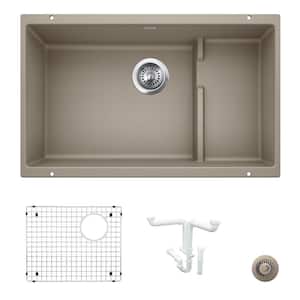 Precis 28.75 in. Undermount Single Bowl Truffle Granite Composite Kitchen Sink Kit with Accessories