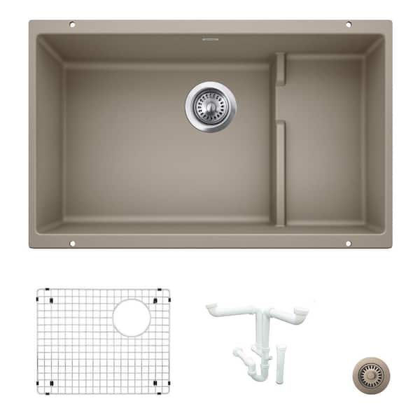 Blanco Precis 28.75 in. Undermount Single Bowl Truffle Granite Composite Kitchen Sink Kit with Accessories