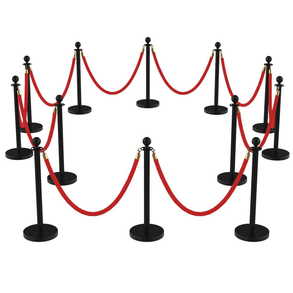 12Pcs Stainless Steel Stanchions and Velvet Ropes,Complete Crowd Control Barriers Set with 10 Red Velvet Ropes price history on PriceWatchPro