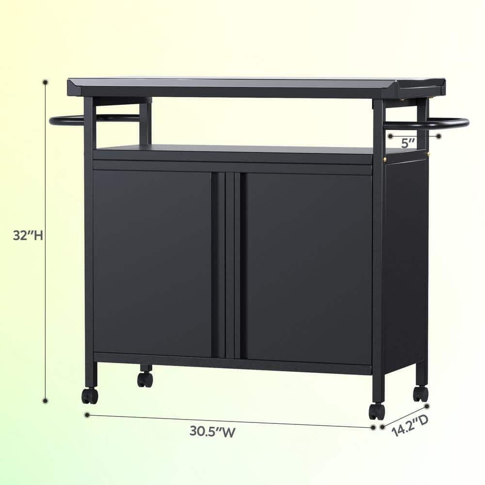 Outdoor Grill Cart with Storage on Wheels, Black 32 in. H Outdoor Grill Tab