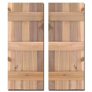 12 in. x 36 in. Natural Cedar Board-N-Batten Baton Shutters Pair