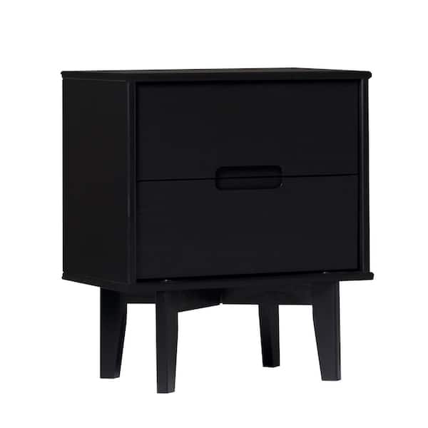 Walker Edison Furniture Company 2-Drawer Black Solid Wood
