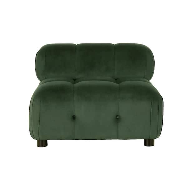 Noble House Lismore Forest Green Velvet Tufted Lounge Chair