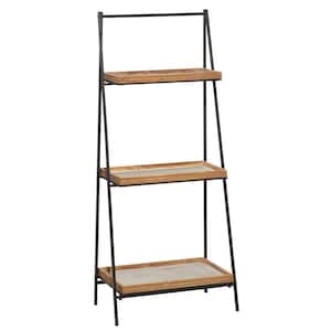 47 in. 3 Shelves Wood Stationary Brown Shelving Unit