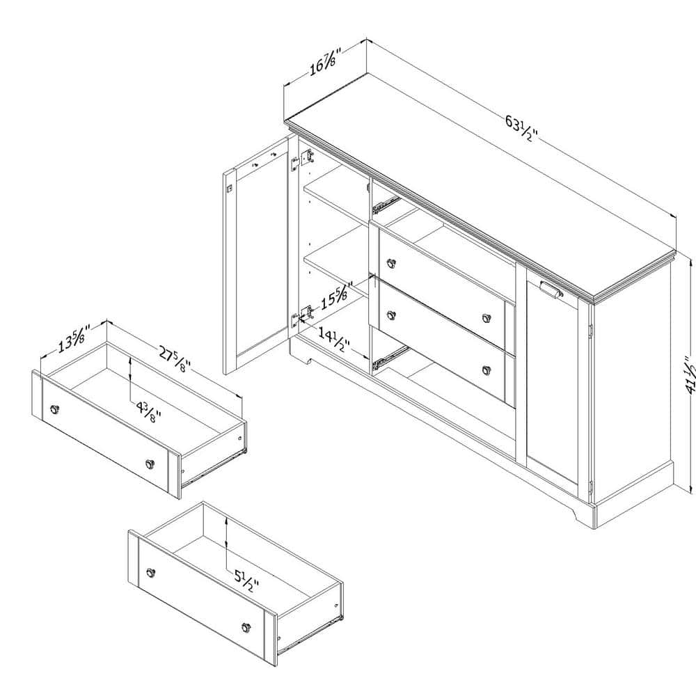 Winter Oak 4-Drawer Combo Dresser with Doors