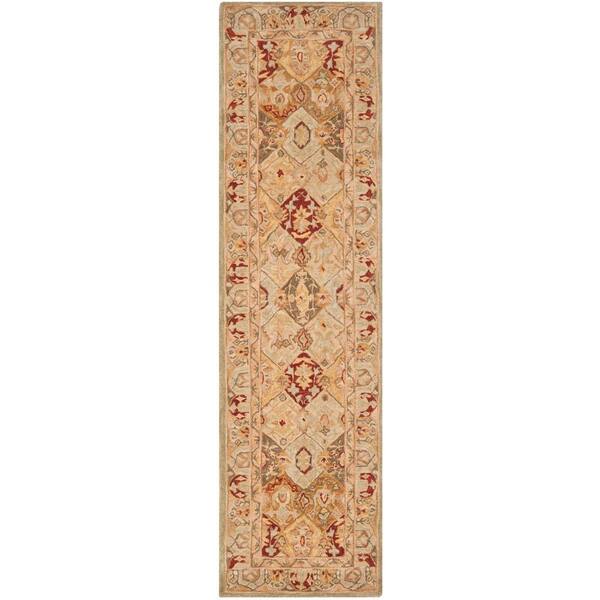 SAFAVIEH Anatolia Beige/Multi 2 ft. x 10 ft. Border Runner Rug AN530A